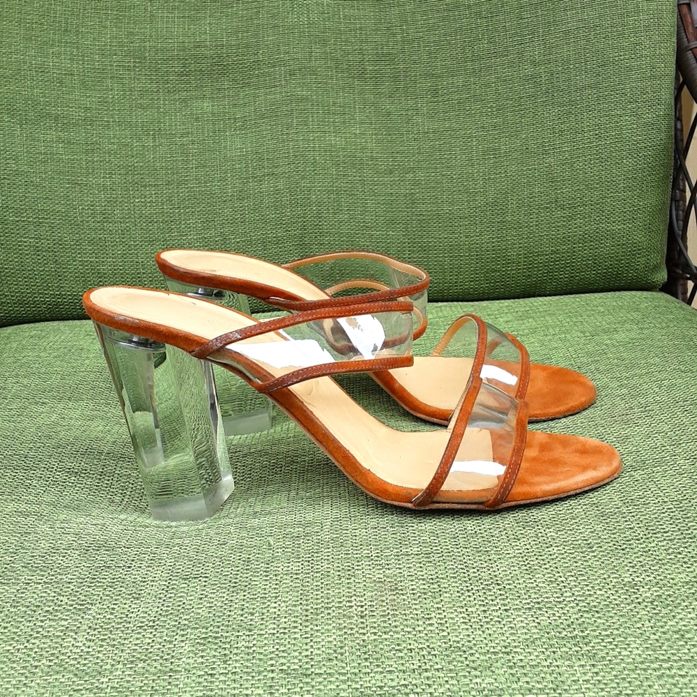 Ritch Erani NYFC clear block heel slide sandal. - Picture 1 of 11
